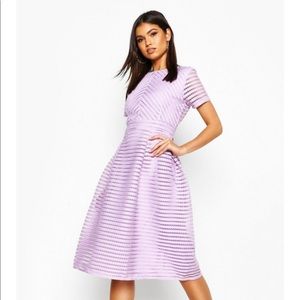 Boohoo Lilac Purple Fit and Flare Midi Dress